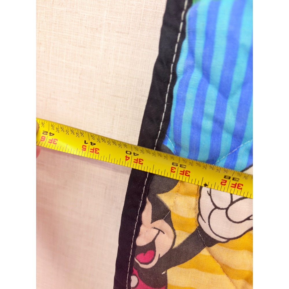 Vintage Disney Mickey Mouse Pluto Quilt Baby Blanket Multi Color Patchwork - Picture 3 of 8